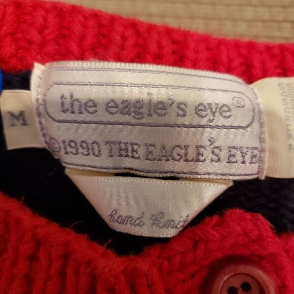 Vintage Eagles Eye  Americana Patriotic Teacher Sweater size Medium - Picture 7 of 8